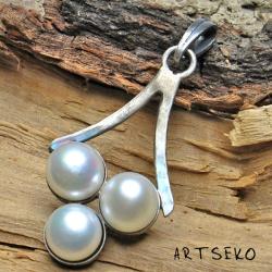 srebro,perła słodkowodna - Wisiory - Biżuteria