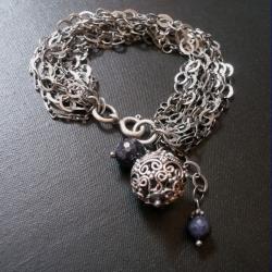 oksydowana bransoleta,srebrna,szafiry - Bransoletki - Biżuteria