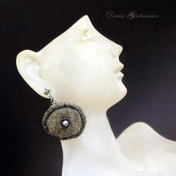 koło,perła,filc,filcowe,filcowane - Kolczyki - Biżuteria