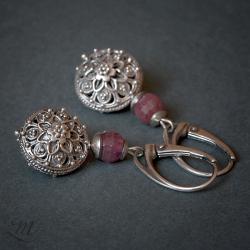 srebro,rubin - Kolczyki - Biżuteria