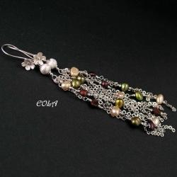 srebrne kolczyki z perełkami - Kolczyki - Biżuteria