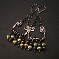 kolczyki,perłowe,awangardowe,retro - Kolczyki - Biżuteria