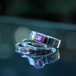 komplet pierścionków,pierścionek z rubinem - Pierścionki - Biżuteria