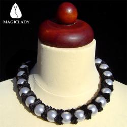 oryginalny satynowy naszyjnik,perły,z perłami - Naszyjniki - Biżuteria