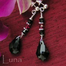 czarne,rubinowe,srebrne kolczyki,srebro,sztyfty, - Kolczyki - Biżuteria