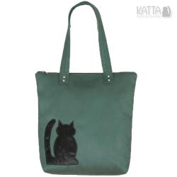kocia torba,kot,ekozamsz,zielona torba - Na ramię - Torebki