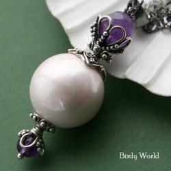 orientalny wisior z perłą i ametystami - Wisiory - Biżuteria