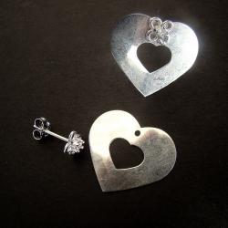 srebro,sztyfty,serca,romantyczne,walentynki - Kolczyki - Biżuteria