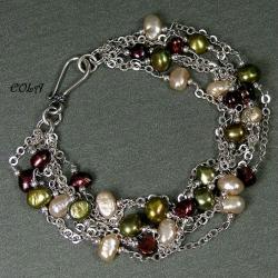 srebrna bransoletka z perłami - Bransoletki - Biżuteria