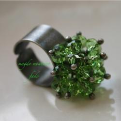 srebro,zielony,kryształ,Swarovski,pierścionek,oksy - Pierścionki - Biżuteria