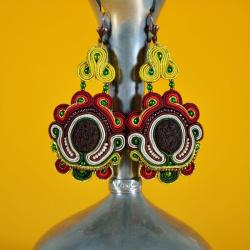 kolorowe kolczyki z sutaszu,multikolor - Kolczyki - Biżuteria
