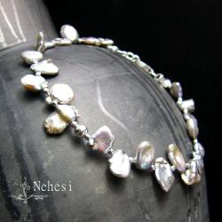 bransoleta z perłami,srebrna,nehesi - Bransoletki - Biżuteria