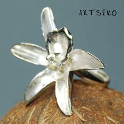 srebro,orchidea,pierścionek - Pierścionki - Biżuteria