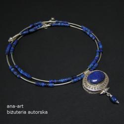 kobiecy,efektowny,granatowy,lapis lazulii - Naszyjniki - Biżuteria