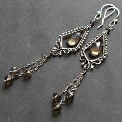 braz,dymny,długie srebrne kolczyki - Kolczyki - Biżuteria