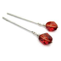 długie eleganckie kolczyki Swarovski Red Magma - Kolczyki - Biżuteria