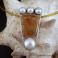 Naszyjniki srebrny naszyjnik z bursztynem i perłami