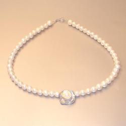 naszyjnik srebrny,z perłami - Naszyjniki - Biżuteria