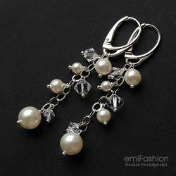 kolczyki,ślubne,kryształy,perły,srebrne,swarovski - Kolczyki - Biżuteria