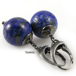 lapis lazuli,srebro,klasyczne,oksydowane,elegancki - Kolczyki - Biżuteria
