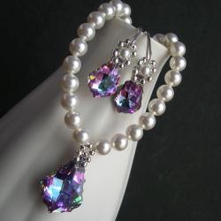 komplet z pereł i kryształów Swarovski - Komplety - Biżuteria