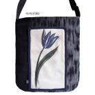 Na ramię torba,sztruks,z tulipanem,tulipan,niebieski,kwiat