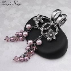 romantyczne,srebrne z kwiatem,lutowane - Kolczyki - Biżuteria