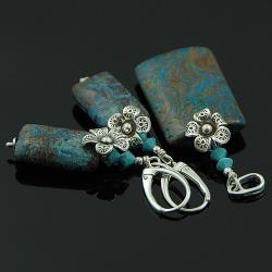 jaspis niebieski w srebrze - Komplety - Biżuteria