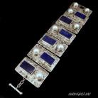Bransoletki unikatowa srebrna bransoleta perły i lapis lazuli