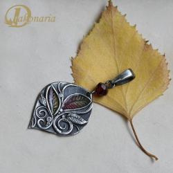romantyczny,jesienny,liście,emalia - Wisiory - Biżuteria