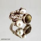 Pierścionki srebrny pierścionek z perłami i labradorytem