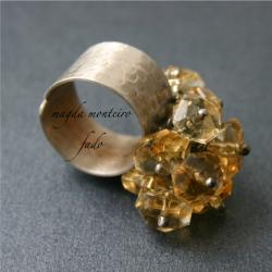 srebro,żółty,cytryn,pierścionek,oksydowany - Pierścionki - Biżuteria