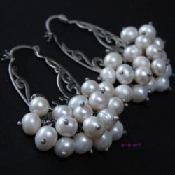 romantyczne kolczyki z perłami,perły,srebro - Kolczyki - Biżuteria