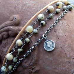 bransoletka z opalitem,z monetą rzymską - Bransoletki - Biżuteria