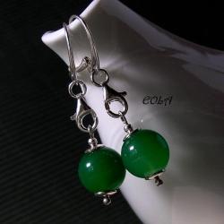 zabawne srebrne kolczyki z zielonym onyksem - Kolczyki - Biżuteria
