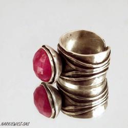 srebrny pierścionek,sillimanit jak rubin - Pierścionki - Biżuteria