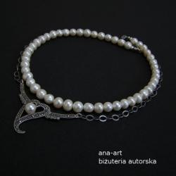 ekskluzywny naszyjnik,perly,markazyty,romantyczny - Naszyjniki - Biżuteria