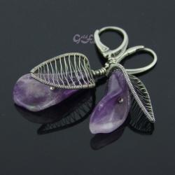 Kolczyki wire-wrapping z ametystem,kalie - Kolczyki - Biżuteria