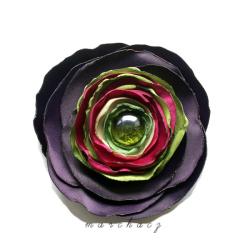 kwiat,unikat,broszka,oryginalna,ciemny fiolet - Broszki - Biżuteria