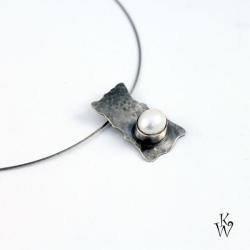 konar,srebro,faktura,perła,meduska - Wisiory - Biżuteria