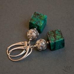 zielone kolczyki,srebro,chryzokola - Kolczyki - Biżuteria