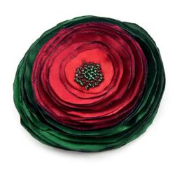 broszka,zielona,czerwona,kwiaty - Broszki - Biżuteria