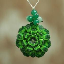 zielony,wzorzysty,kobiecy naszyjnik - Naszyjniki - Biżuteria