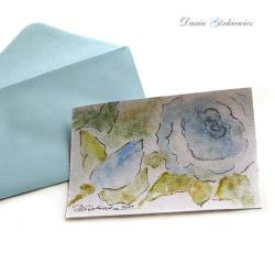 kartka,kwiaty,ślub,prezent,błękitne, - Kartki okolicznościowe - Akcesoria