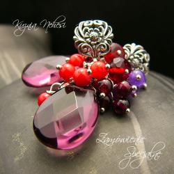 kolczyki z kwarcem fioletowe,na sztyfcie - Kolczyki - Biżuteria