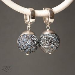 srebro,agat trawiony - Kolczyki - Biżuteria