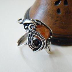 srebro,wire-wrapping,kobiecy,romantyczny,pierścień - Pierścionki - Biżuteria