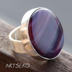 fioletow agat pierścionek - Pierścionki - Biżuteria
