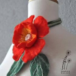 filcowy naszyjnik,kwiat,very hot flower,imagine - Naszyjniki - Biżuteria