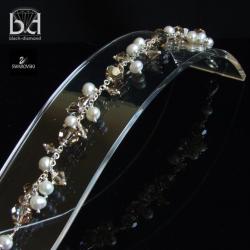 swarovski,bransoleta ślubna,perly naturalne - Bransoletki - Biżuteria
